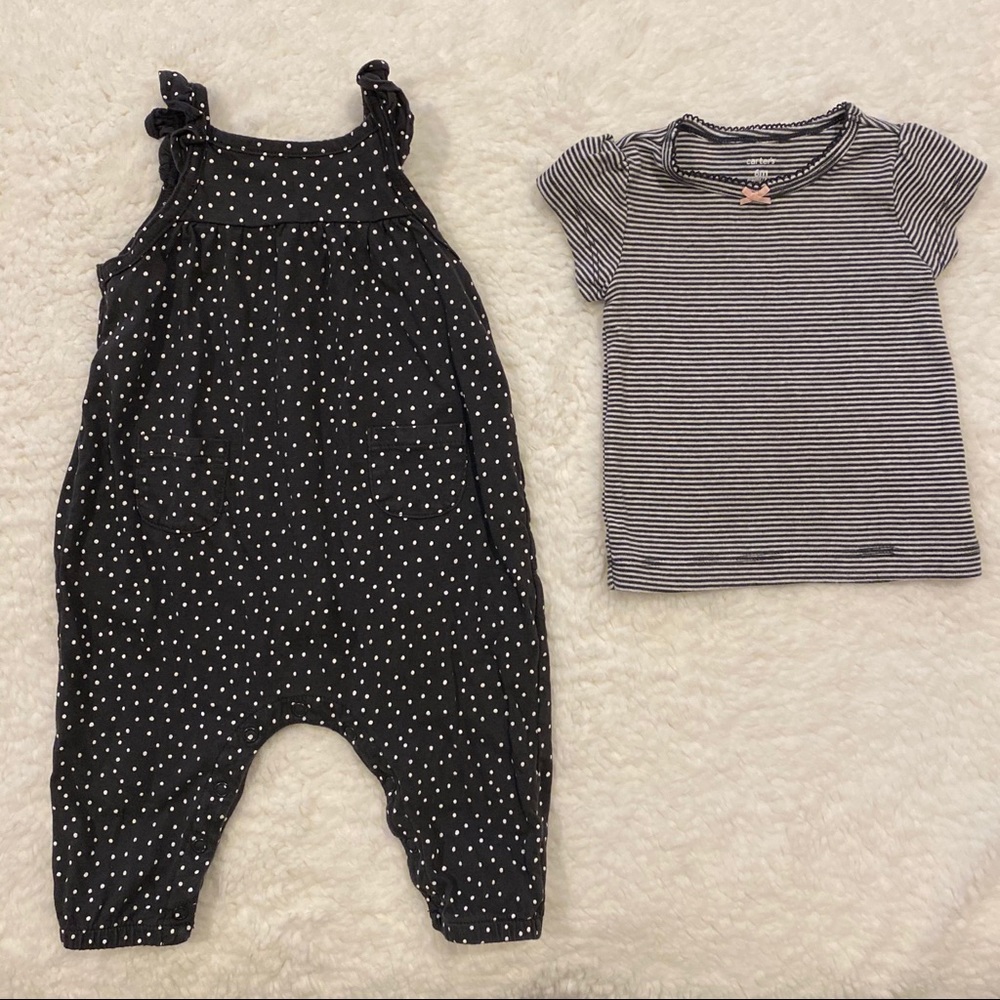 Carter’s overalls and t-shirt